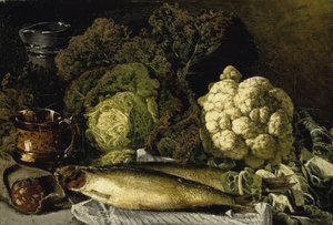 Natura morta con verdure e pesce da Fanny Churberg